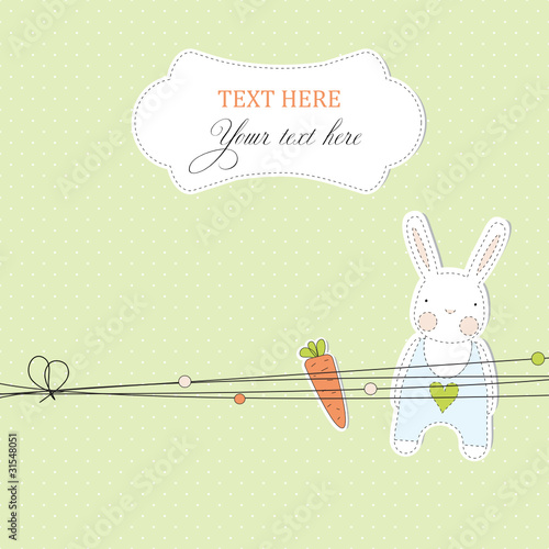 Card with stickers of rabbit and carrot