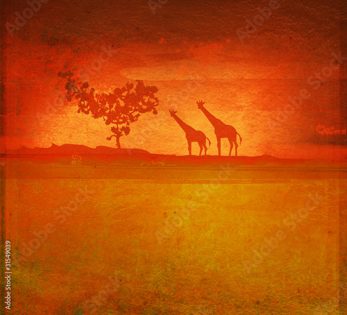background with African fauna and flora