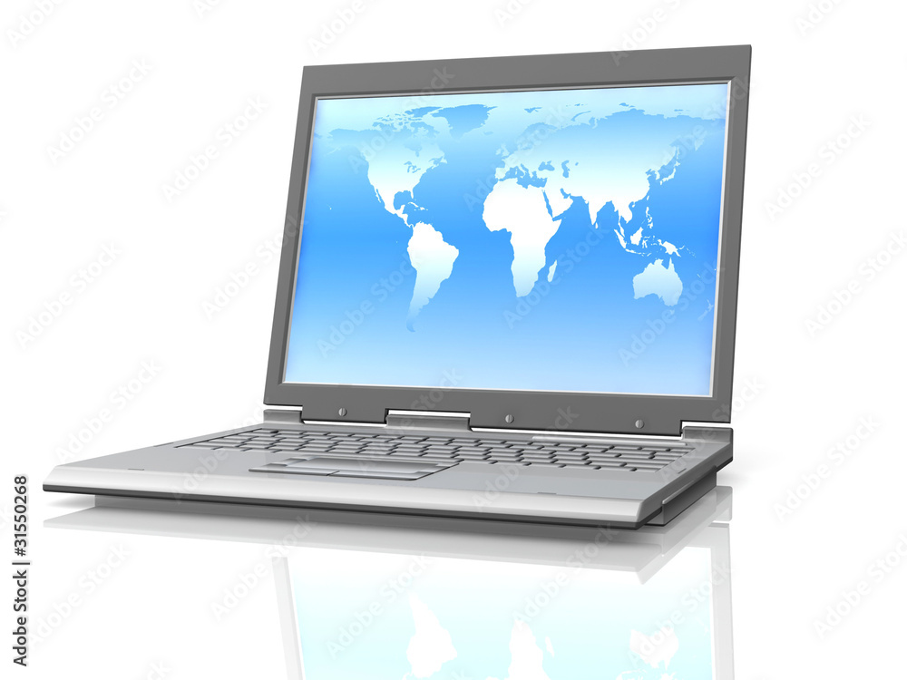 professional Laptop on white background with reflection professional Laptop on white background with reflection