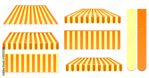orange and yellow awnings set isolated on white