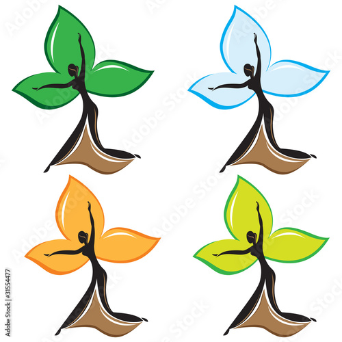 Set of abstract dancing girl