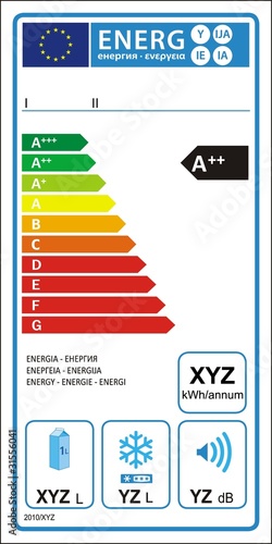 Refrigerator machine new energy rating graph label in vector.