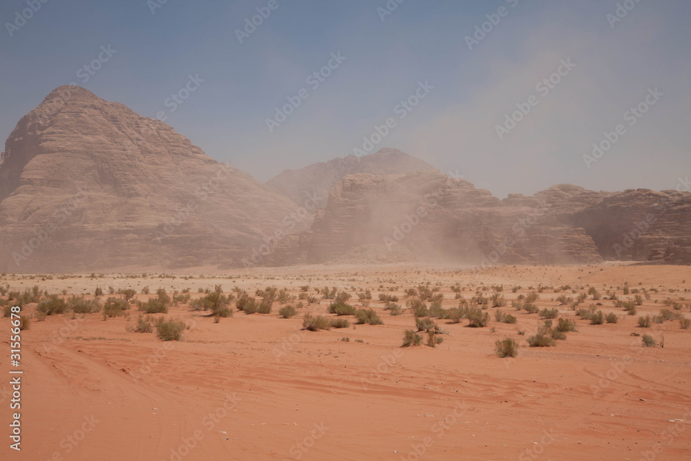 Sandsturm in Wadi Rum