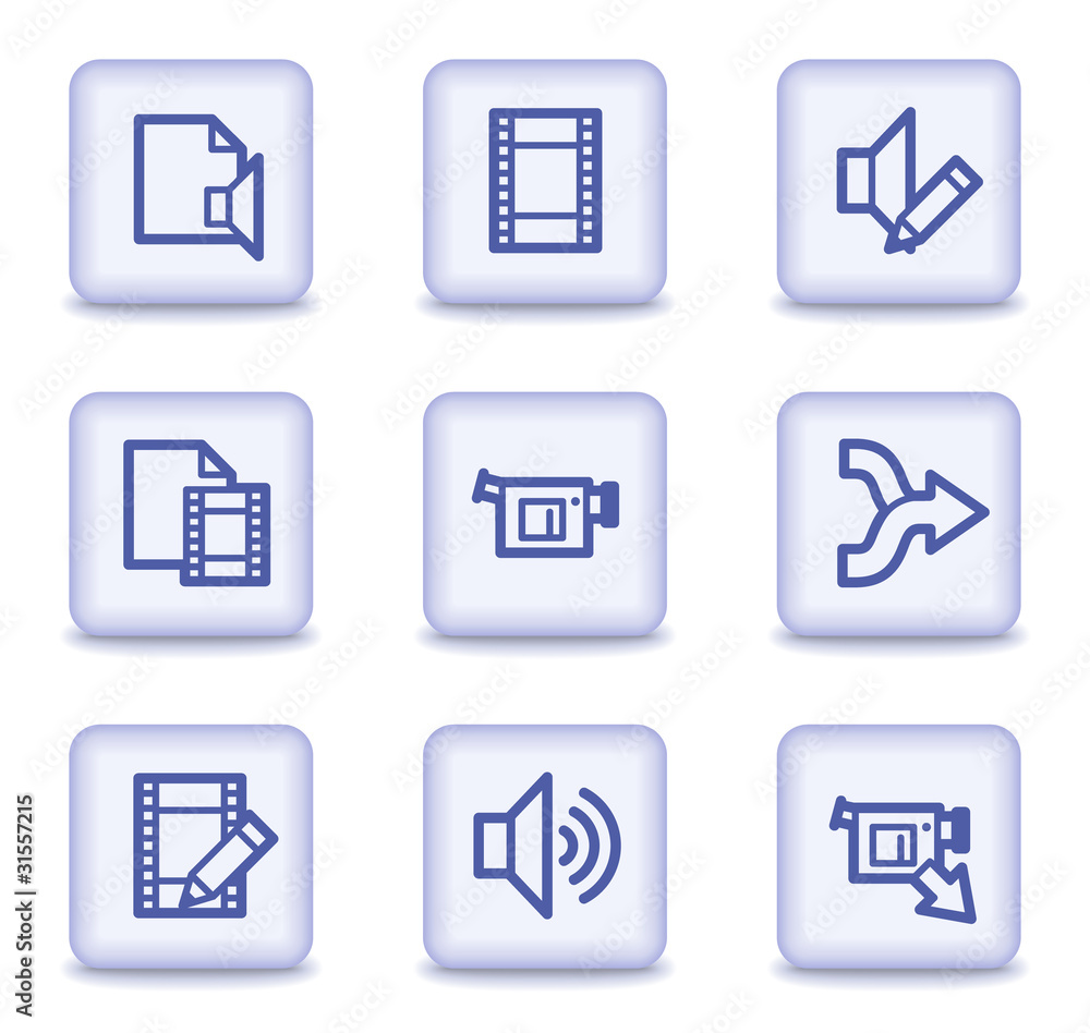 Audio video edit web icons, light violet glossy buttons Audio video edit web icons, light violet glossy buttons