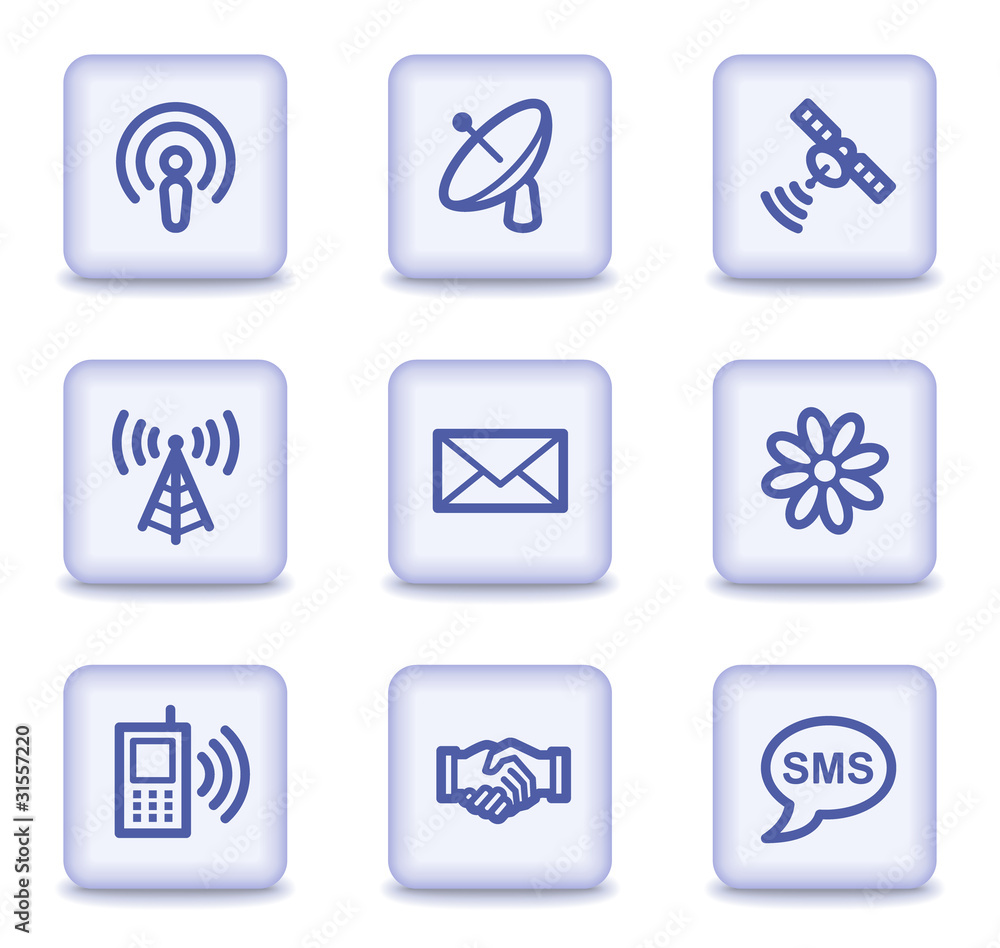 Communication web icons, light violet glossy buttons Communication web icons, light violet glossy buttons