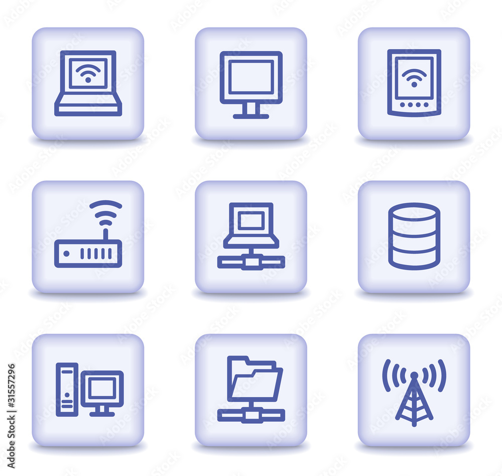 Network web icons, light violet glossy buttons Network web icons, light violet glossy buttons