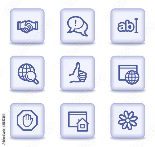 Internet web icons set 1, light violet glossy buttons