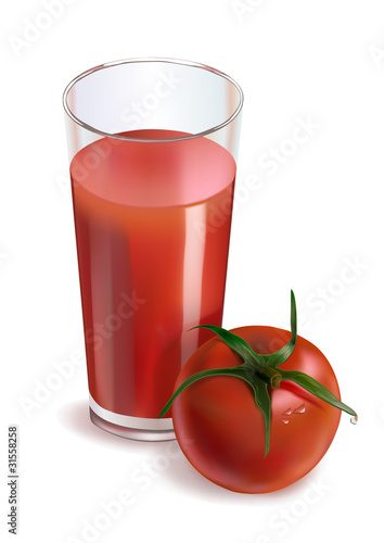 tomato and a glass of tomato juice