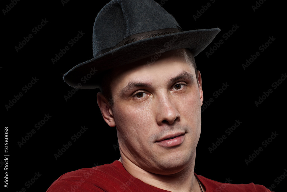 Man in a grey hat. Man in a grey hat.