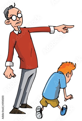 Cartoon of Dad scolding his son