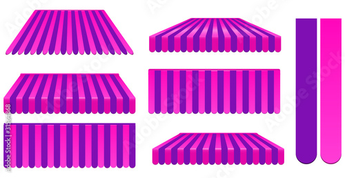 pink and purple awnings set isolated on white