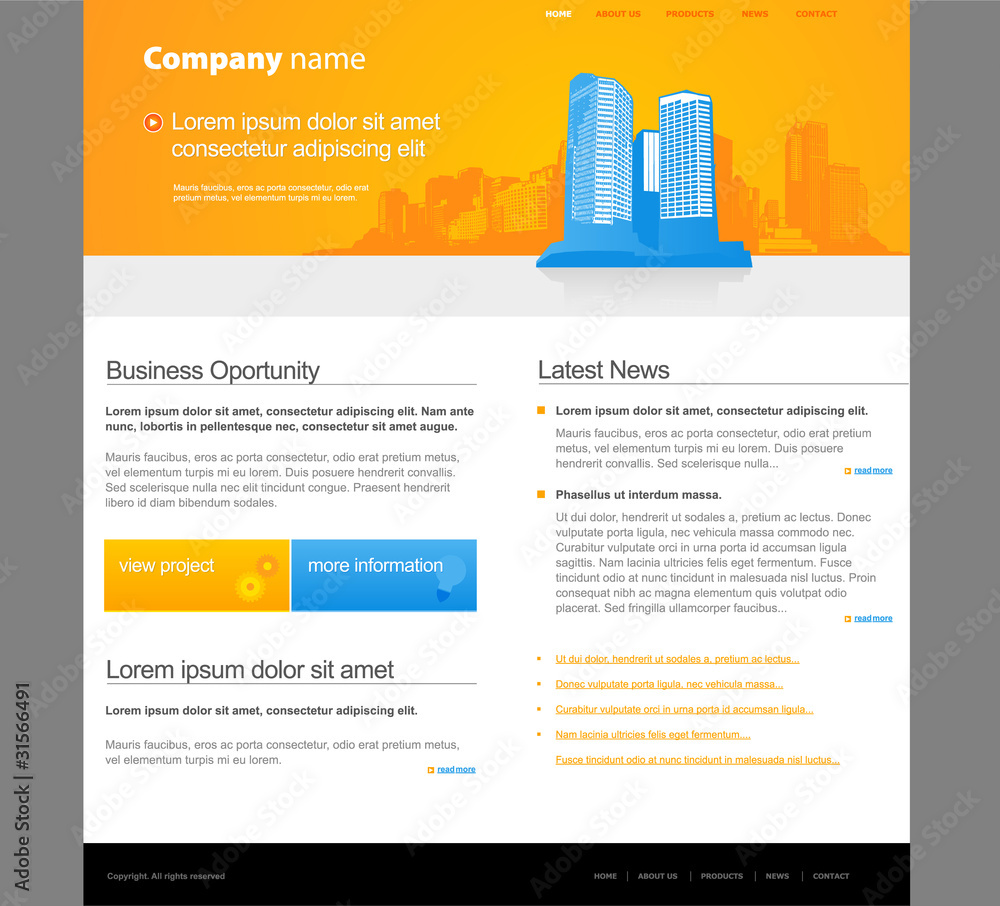 Website template with city. Website template with city.