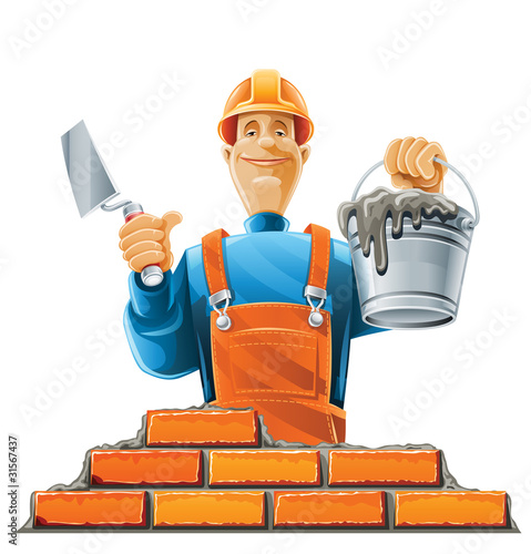 builder in helmet vector