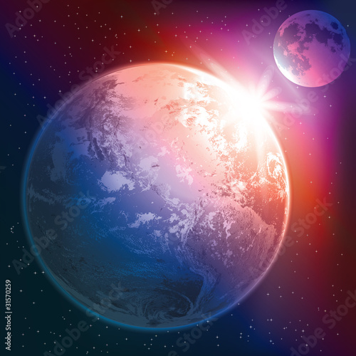 abstract illustration with earth and moon