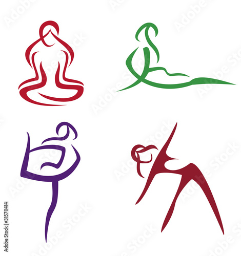 Yoga poses  symbols set in simple lines part3