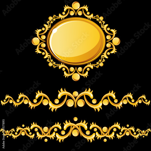 Gold dividers and medallion