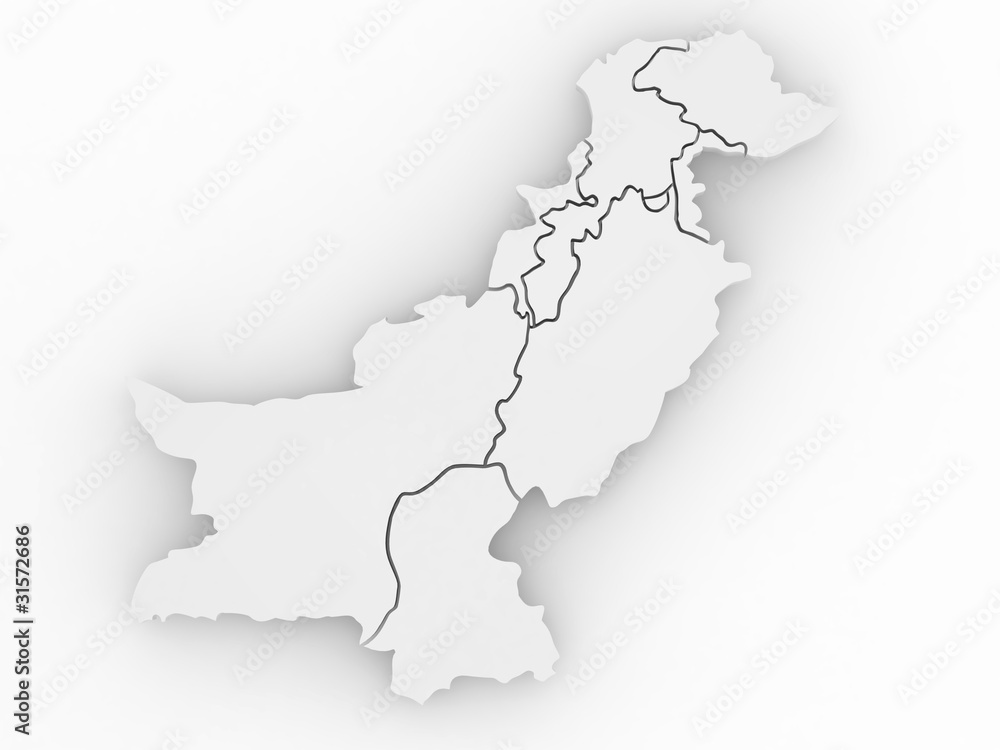 Three-dimensional map of Pakistan