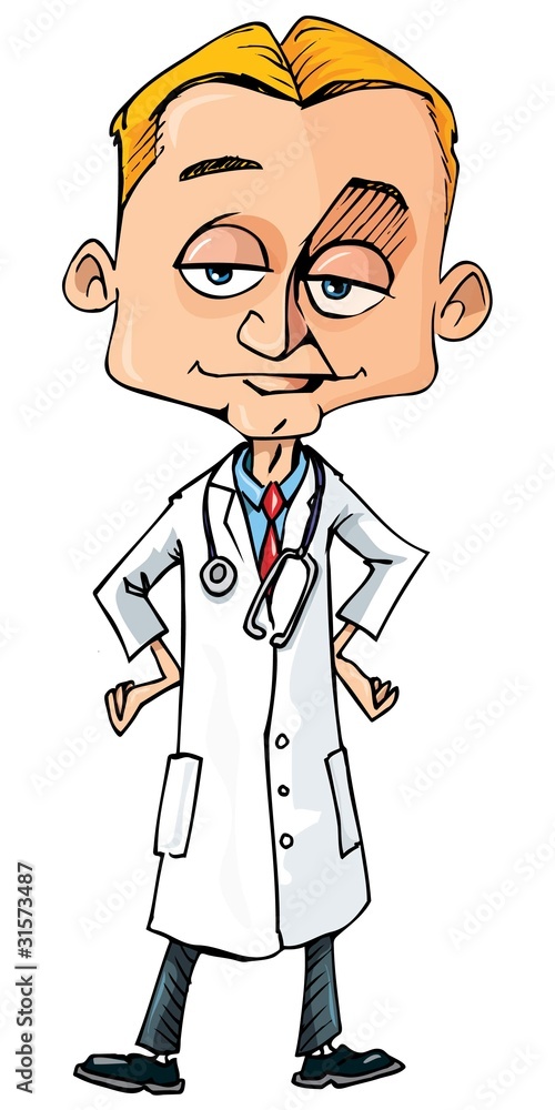 Cartoon doctor in white coat
