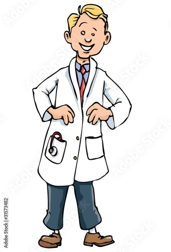 Cartoon doctor in white coat