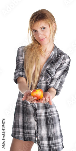 girl with an apple
