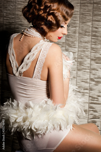 fashionable woman with art visage - burlesque