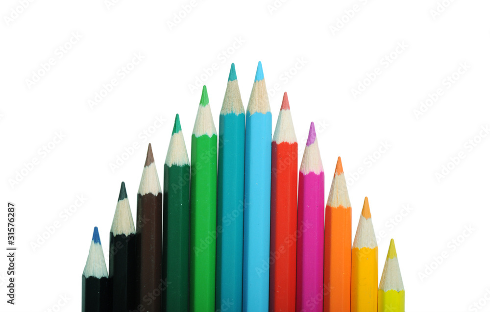 Colored pencils isolated on the white background Colored pencils isolated on the white background