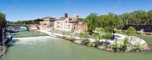 Εκτύπωση καμβά Isola Tiberina e Fiume Tevere, Roma