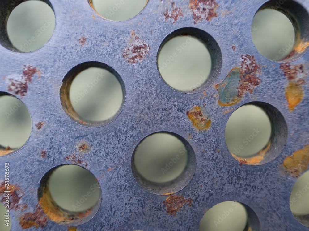 Perforated sheet steel with rust spots Stock Photo Adobe Stock