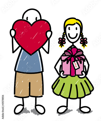 Deux enfants avec cadeaux pour maman
