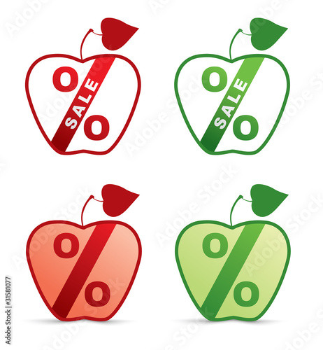sale percent symbol in the shape of an apple