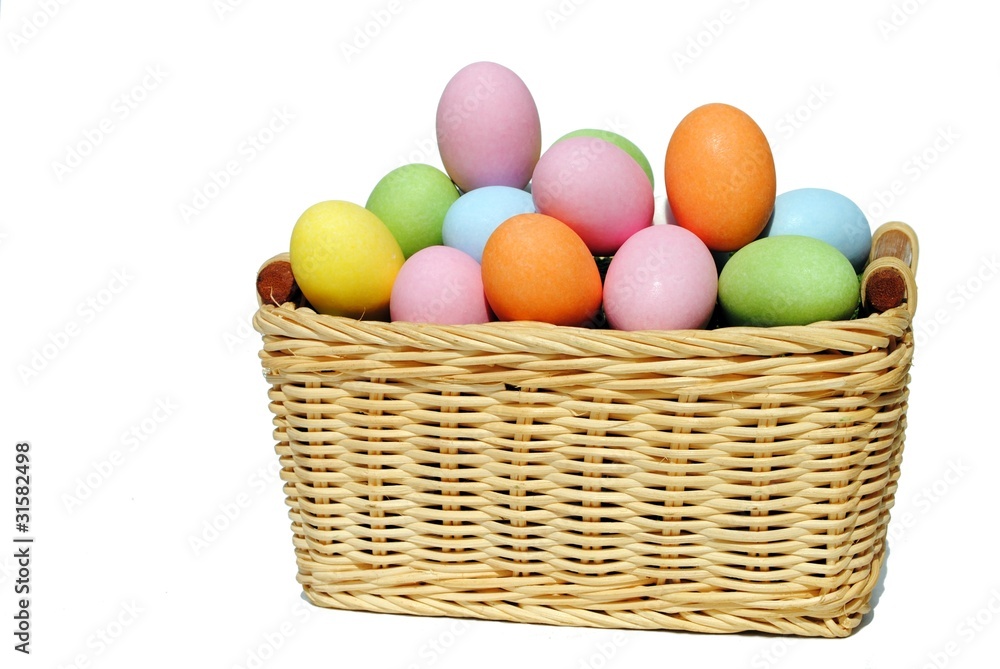 cestino di uova di pasqua colorate Stock Photo | Adobe Stock