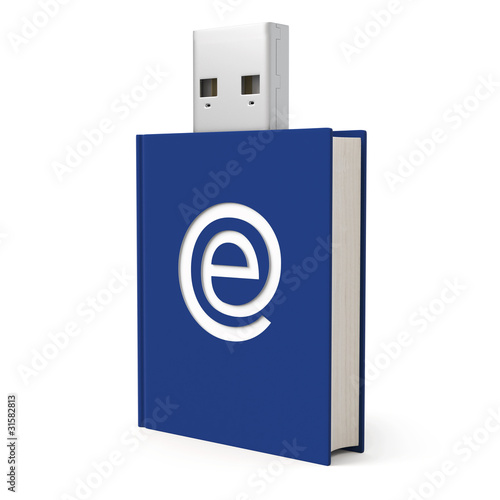 Blue e-Book USB flash drive - low angle view