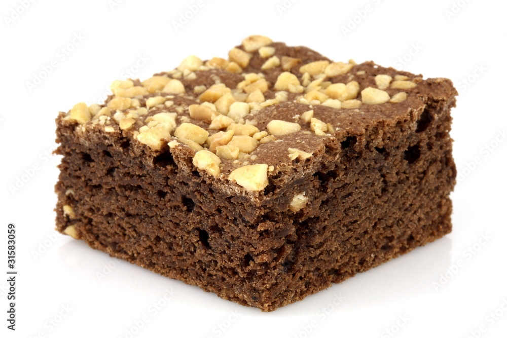 chocolate brownie with cracked peanuts on top chocolate brownie with cracked peanuts on top