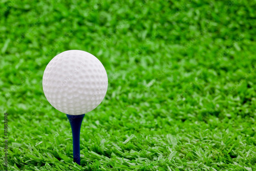 golf ball and tee's on golf course golf ball and tee's on golf course
