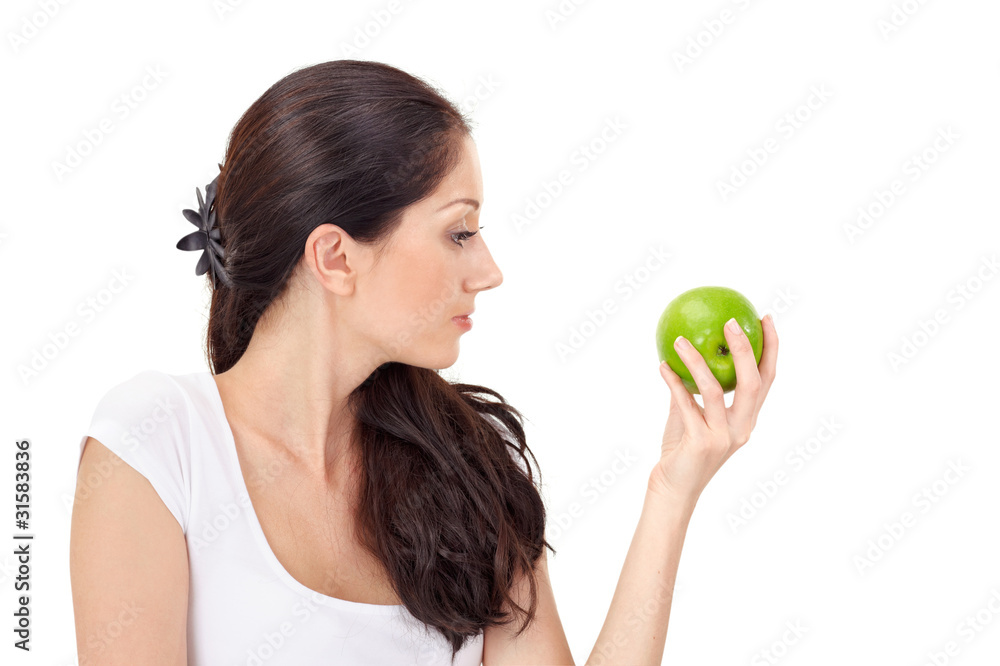 Young attractive woman with green apple Young attractive woman with green apple