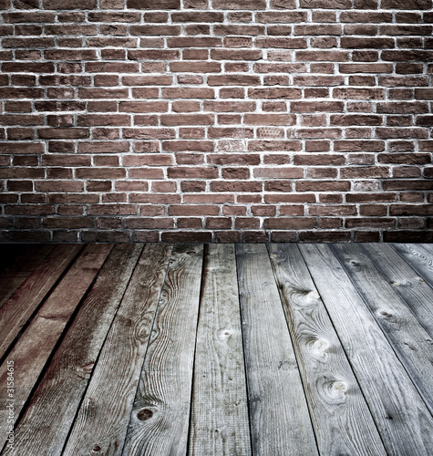 abstract brick wall and wood floor