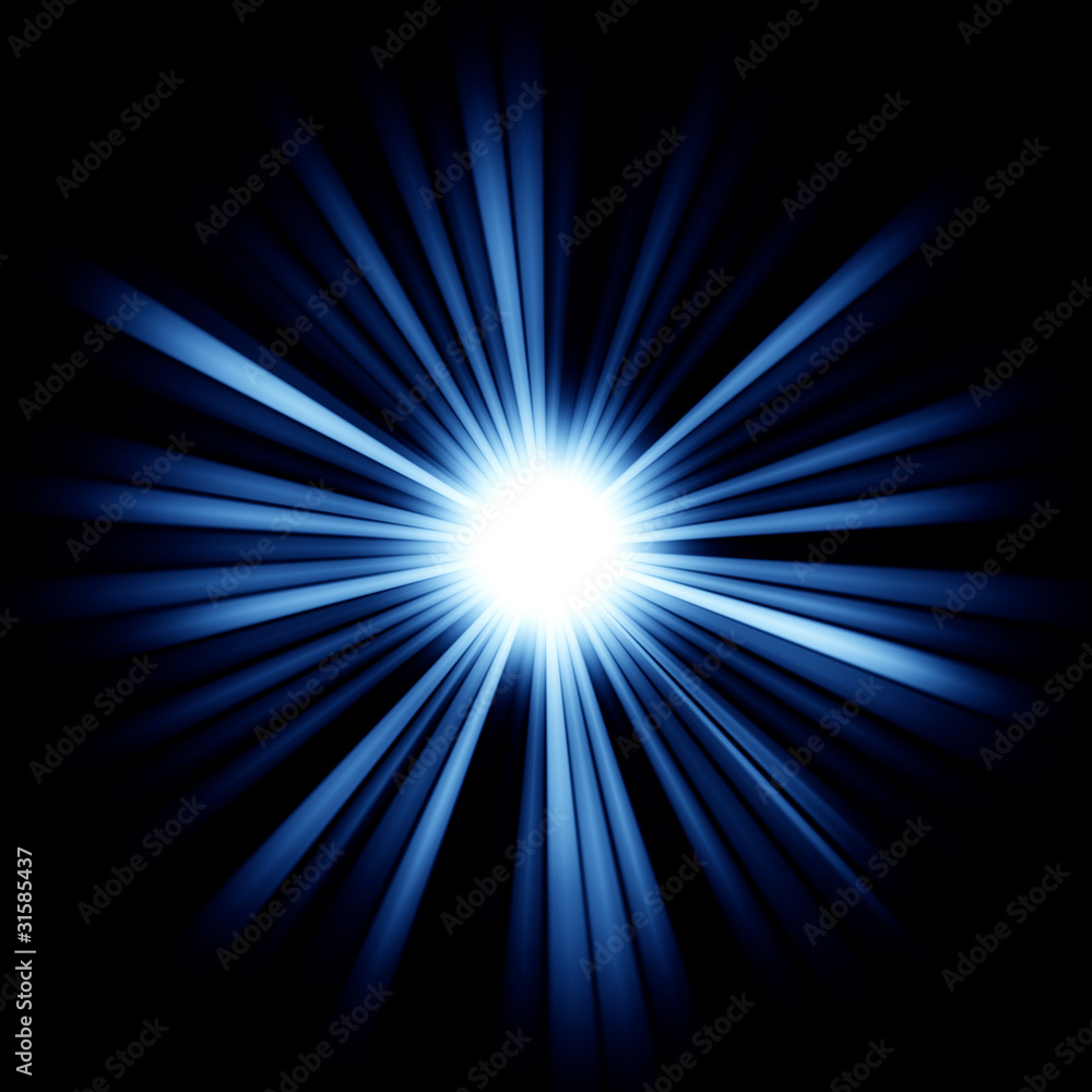 Blue Beams of light: shining star