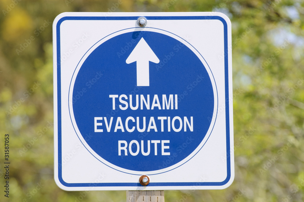 Tsunami roadsign near Pescadero, California