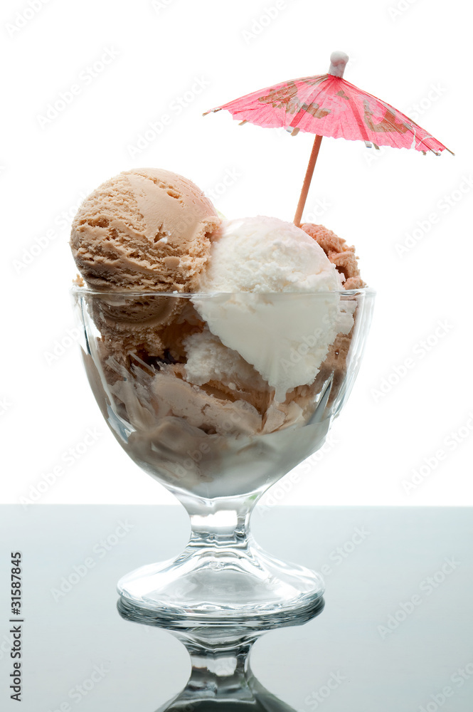 ice cream in a glass vase. ice cream in a glass vase.