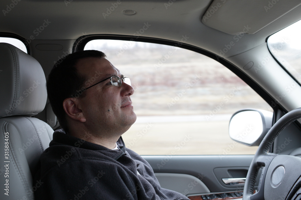 Man in car Man in car