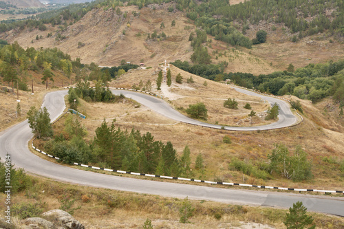 Road serpentine in mountains of Siberian