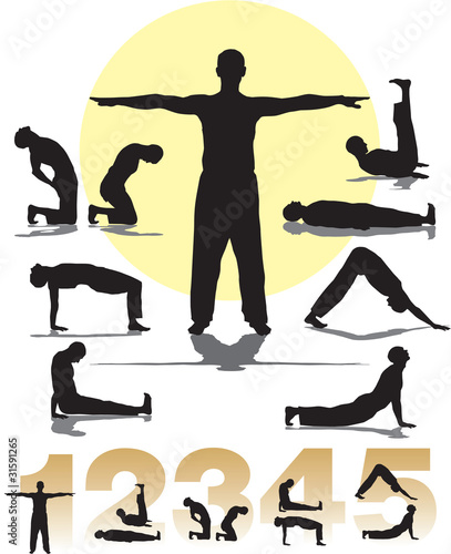 set vector tibetan rituals sihlouettes