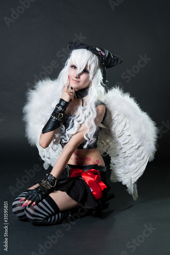 Girl in angel wing photo