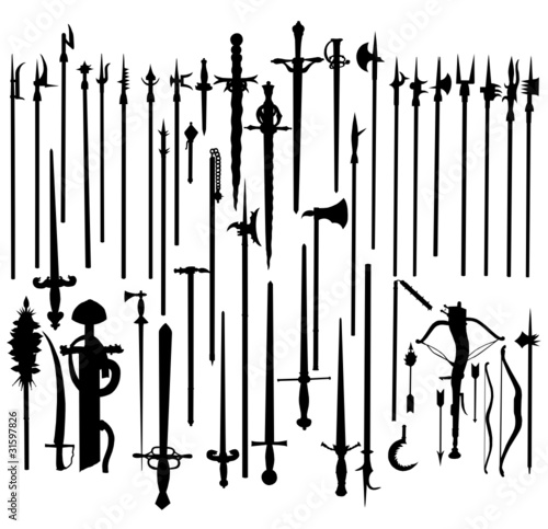 old weapons collection vector