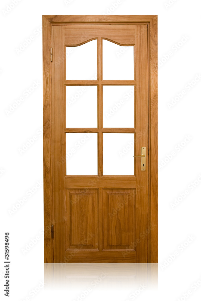 decor wooden door. Isolated over white background