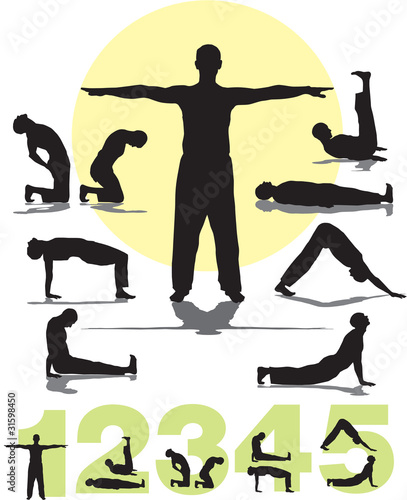 set vector five tibetans silhouettes