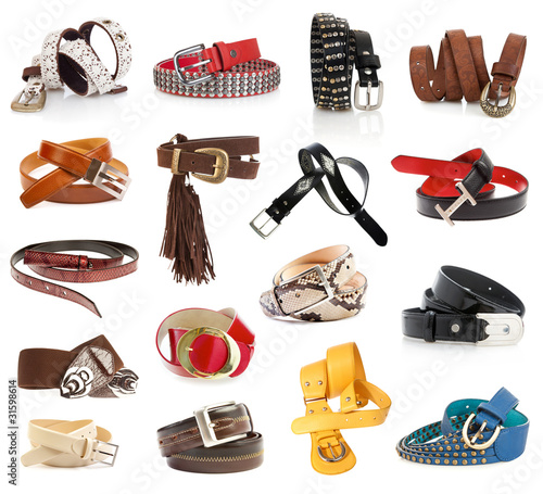 Leather belts isolated on the white