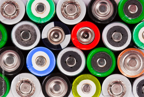 Many colorful batteries