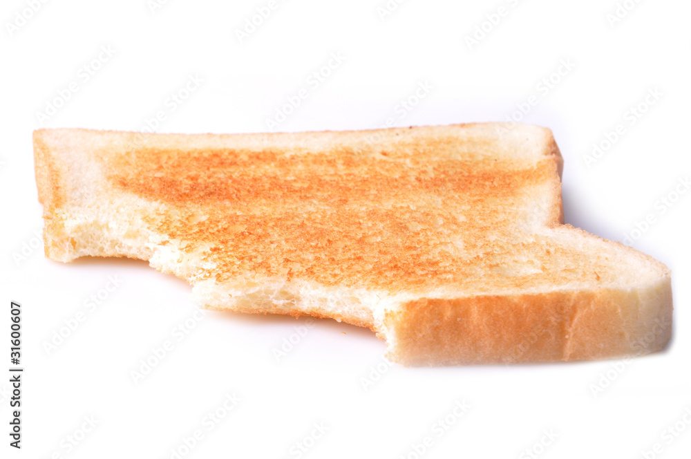 A pieces of toast with isolated white background.