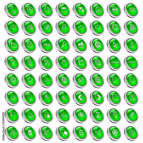 3d Web buttons ,icons grün